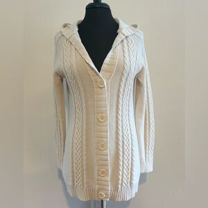 GAP Women's Ivory Cable Knit Cardigan Large